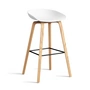 HAY - About A Stool AAS 32 H 75 cm, Eiche lackiert / Stahl schwarz / white 2.0 (Kunststoffgleiter)