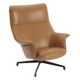 Muuto - Doze Lounge Chair, Drehgestell anthrazit-schwarz / Bezug cognac (Refine Leder)