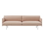 Muuto - Outline Sofa 3-Sitzer, beige Refine Leder / Aluminium poliert (EU)