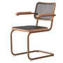 Thonet - S 64 V Armlehnstuhl, rosenholz / Eiche gebeizt / Rohrgeflecht mit Kunststoffstützgewebe dark melange