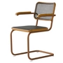 Thonet - S 64 V Armlehnstuhl, bernstein / Eiche gebeizt / Rohrgeflecht mit Kunststoffstützgewebe dark melange