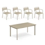 Emu - Star Outdoor Tisch 160 x 90 cm + Armlehnstuhl (4er-Set), taupe