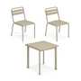 Emu - Star Outdoor Tisch 70 x 70 cm + Stuhl (2er-Set), taupe