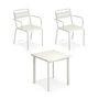 Emu - Star Outdoor Tisch 70 x 70 cm + Armlehnstuhl (2er-Set), weiß