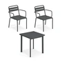 Emu - Star Outdoor Tisch 70 x 70 cm + Armlehnstuhl (2er-Set), antikeisen