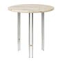 Gubi - IOI Side Table, Ø 50 cm, Chrom / Travertin rippled beige