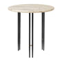 Gubi - IOI Side Table, Ø 50 cm, schwarz matt / Travertin rippled beige
