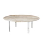 Gubi - IOI Coffee Table, Ø 100 cm, Chrom / Travertin rippled beige	