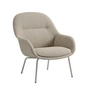 Muuto - Fiber Lounge Armchair Tube Base, hellgrau / beige (Kvadrat Ecriture 240)