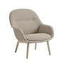 Muuto - Fiber Lounge Armchair Wood Base, Eiche natur / beige (Kvadrat Ecriture 240)