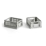 Hay - Colour Crate Korb Mini, 17 x 13 cm, light grey, recycled (2er-Set)