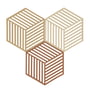 Zone Denmark - Hexagon Untersetzer, 16 x 14 cm, khaki / warm sand / almond (3er-Set)