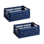 Hay - Colour Crate Korb S, 26,5 x 17 cm, dark blue, recycled (2er Set)