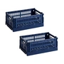 HAY - Colour Crate Korb S, 26,5 x 17 cm, dark blue, recycled (2er Set)