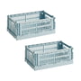 Hay - Colour Crate Korb S, 26,5 x 17 cm, dusty blue, recycled (2er Set)