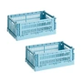 HAY - Colour Crate Korb S, 26,5 x 17 cm, light blue, recycled (2er Set)