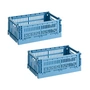 HAY - Colour Crate Korb S, 26,5 x 17 cm, sky blue, recycled (2er Set)