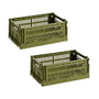 Hay - Colour Crate Korb S, 26,5 x 17 cm, olive, recycled (2er Set)