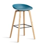 HAY - About A Stool AAS 32 H 85 cm, Eiche lackiert / Stahl schwarz / azure blue 2.0 (Filzgleiter)