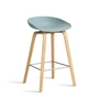 HAY - About A Stool AAS 32 H 75 cm, Eiche lackiert / Edelstahl / dusty blue 2.0 (Filzgleiter)