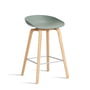 Hay - About A Stool AAS 32 H 75 cm, Eiche geseift / Edelstahl / fall green 2.0 (Filzgleiter)