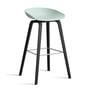 Hay - About A Stool AAS 32 H 85 cm, Eiche schwarz lackiert / Edelstahl / dusty mint 2.0 (Kunststoffgleiter)