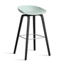 HAY - About A Stool AAS 32 H 85 cm, Eiche schwarz lackiert / Edelstahl / dusty mint 2.0 (Kunststoffgleiter)