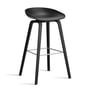 Hay - About A Stool AAS 32 H 85 cm, Eiche schwarz lackiert / Edelstahl / black 2.0 (Kunststoffgleiter)