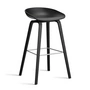 HAY - About A Stool AAS 32 H 85 cm, Eiche schwarz lackiert / Edelstahl / black 2.0 (Kunststoffgleiter)