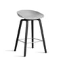 Hay - About A Stool AAS 32 H 75 cm, Eiche schwarz lackiert / Edelstahl / concrete grey 2.0 (Kunststoffgleiter)