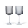 Ferm Living - Ripple Weißweinglas, smoked grey (2er-Set)