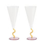 &klevering - Flute Champagnerglas curve, 0,18 L, caramel (2er-Set)