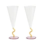 &klevering - Flute Champagnerglas curve, 0,18 L, caramel (2er-Set)