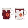 Marimekko - Oiva Juhla Unikko Becher mit Henkel, 250 ml, weiß / burgundy / gold (2er-Set) 