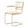 Thonet - JS. THONET by Jil Sander S 64 P Nordic Armlehnstuhl, Nickelsilver / Eiche weiß pigmentiert / Leder alabaster white