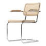 Thonet - S 64 V Armlehnstuhl, Chrom / Buche natur (TP 17) / Rohrgeflecht mit Kunststoffstützgewebe / Filzgleiter