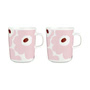 Marimekko - Oiva Juhla Unikko Becher mit Henkel, 250 ml, weiß / rosa / kastanie (2er-Set)