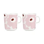 Marimekko - Oiva Juhla Unikko Becher mit Henkel, 250 ml, weiß / rosa / kastanie (2er-Set)