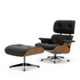Vitra - Lounge Chair & Ottoman, poliert, Kirsche natur, Leder Premium F, nero (neue Maße)