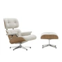 Vitra - Lounge Chair & Ottoman, poliert, Kirsche natur, Nubia, crème / sand (neue Maße)