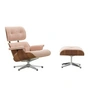 Vitra - Lounge Chair & Ottoman, poliert, Nussbaum dunkel , Nubia, elfenbein / pfirsich (neue Maße)