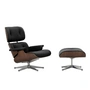 Vitra - Lounge Chair & Ottoman, poliert, Nussbaum dunkel, Leder Premium F, nero (neue Maße)