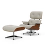 Vitra - Lounge Chair & Ottoman, poliert, Nussbaum natur , Leder Premium F, snow (neue Maße)