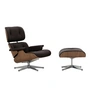 Vitra - Lounge Chair & Ottoman, poliert, Nussbaum natur, Leder Premium F, chocolate (neue Maße)