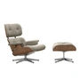 Vitra - Lounge Chair & Ottoman, poliert, Nussbaum natur, Nubia, crème / dunkelbraun (neue Maße)