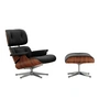Vitra - Lounge Chair & Ottoman, poliert, Santos Palisander, Leder Premium F, nero (neue Maße)