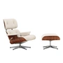 Vitra - Lounge Chair & Ottoman, poliert, Santos Palisander, Leder Premium F, snow (neue Maße)