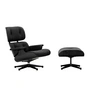 Vitra - Lounge Chair & Ottoman, schwarz, Kastanie schwarz, Leder Premium F, nero (neue Maße)