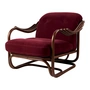 Gubi - Poltrona Tria Lounge Sessel, Rattan dunkel / Fustagno (006) (Kunststoffgleiter)