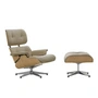 Vitra - Lounge Chair & Ottoman, poliert, Kastanie natur, Nubia, bambus / terra (neue Maße)